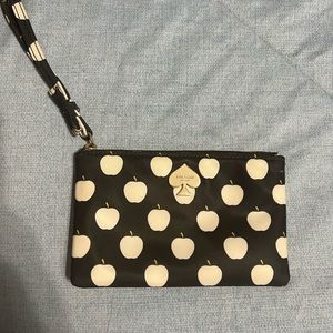 Kate Spade small wristlet, apple pattern and dark blue color